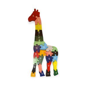 Wooden Rainbow Giraffe Alphabet & Numbers Puzzle